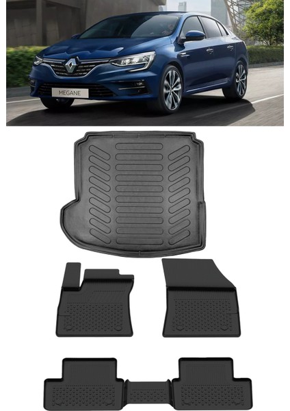 Megane 4 Sedan 2016 ve Sonrası 4.5d Paspas 3D Rizline Sol Cep Bagaj Havuzu