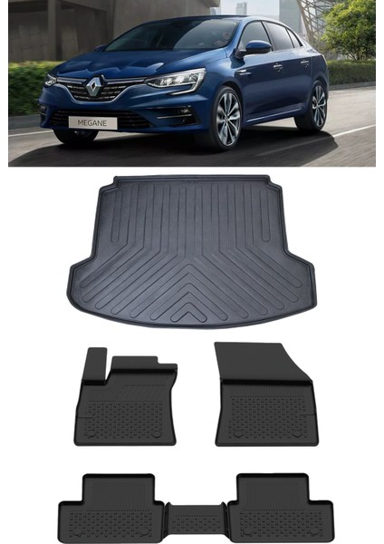Megane 4 Sedan 2016 ve Sonrası 4.5d Paspas 3D Rizline Çift Cep Bagaj Havuzu