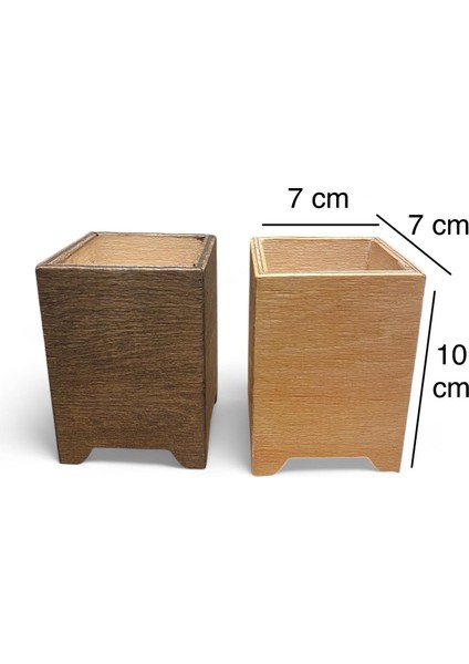 Ahşap Mini Saksılık, Masaüstü Saksılık, Saksı, Kaktüs Saksılık, 10X7X7CM