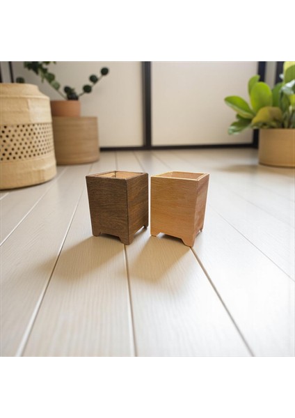 Ahşap Mini Saksılık, Masaüstü Saksılık, Saksı, Kaktüs Saksılık, 10X7X7CM