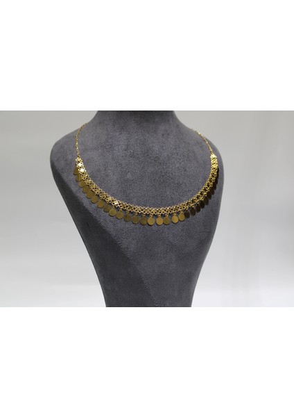 14 Ayar Altın Pullu Akıtma Kolye