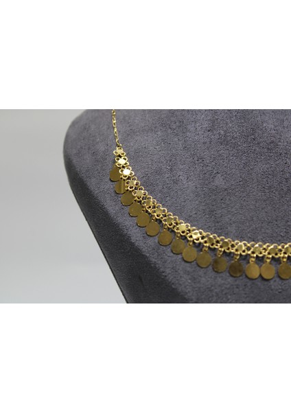 14 Ayar Altın Pullu Akıtma Kolye