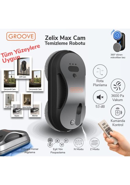 Akıllı Cam Temizleme Robotu, Yapay Zeka, Sessiz, Sensör Desteği