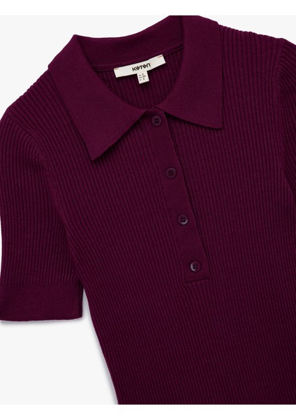 Yarım Düğmeli Kısa Kollu Polo Yaka Triko Kazak modelleri