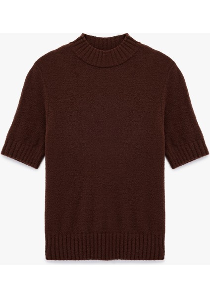 Regular Fit Kısa Kollu Dik Yaka Triko Kazak