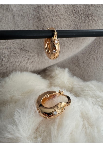 Yıldız Taş Detay Çelik Halka Küpe fiyatları