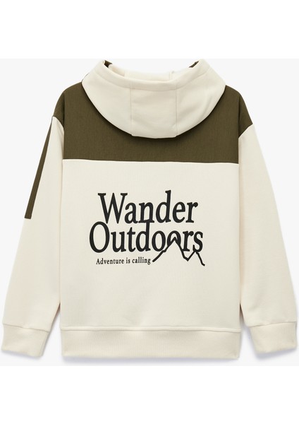 Şardonlu Uzun Kollu Kapşonlu Nakış Detaylı Sweatshirt fiyatları