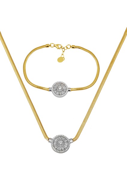 Balıksırtı Zincirli Baget Altın Set 14 Ayar