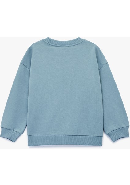 Pamuklu Uzun Kollu Bisiklet Yaka Kaplan Baskılı Oversize Sweatshirt fiyatları