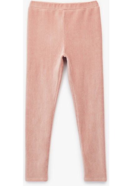 Beli Lastikli Yüksek Bel Basic Kadife Tayt