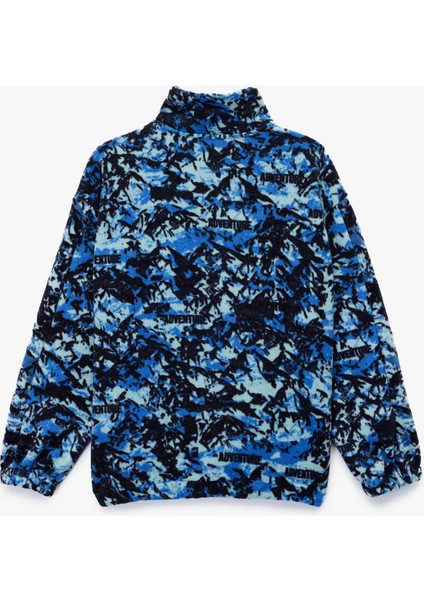 Uzun Kollu Dik Yaka Kapaklı Cepli Desenli Oversize Polar Sweatshirt fiyatları