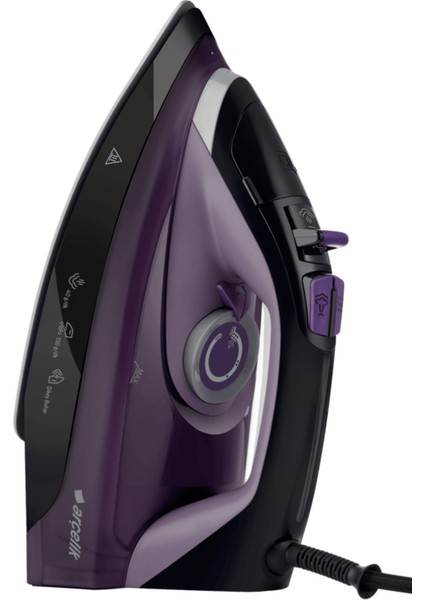 Mor Renkli Hafif ve Şık Çok Fonksiyonlu Ütü, Kolay Kullanım Sağlar.