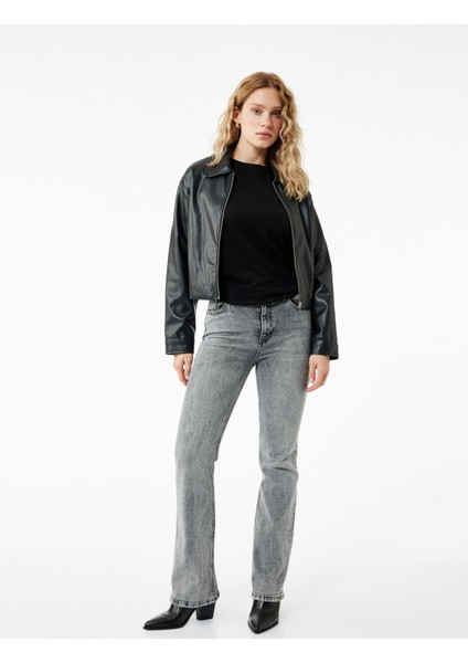 Pamuklu Dar Kalıp Yıkamalı Ispanyol Paça Jean Pantolon - Flare Jeans fiyatları