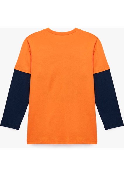 Uzun Kollu Pamuklu Bisiklet Yaka Baskılı Tişört fiyatları