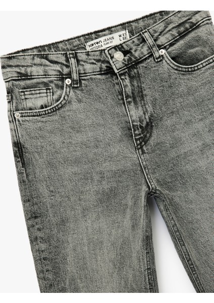 Pamuklu Dar Kalıp Yıkamalı Ispanyol Paça Jean Pantolon - Flare Jeans