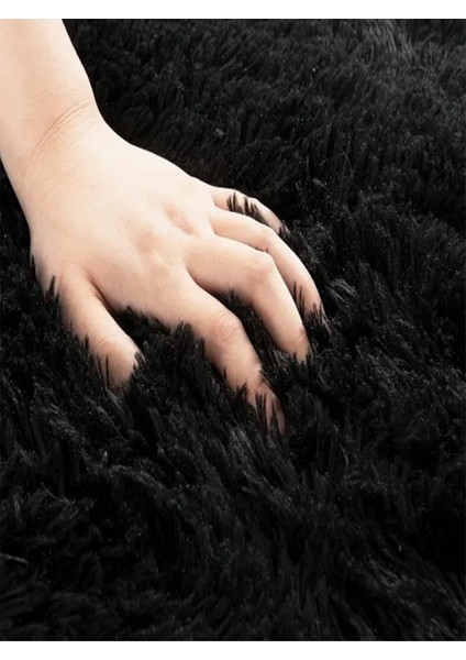 Siyah Oval Kesme Yumuşak Kaymaz Taban Kalın Peluş Yıkanabilir Salon Mutfak Oturma Odası Halı Yolluk fiyatları