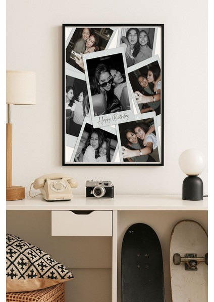 Polaroid Tasarımlı 20X30 Kolaj Poster Çerçeveli Arkadaşa Hediye, Sevgiliye Hediye Doğumgünü