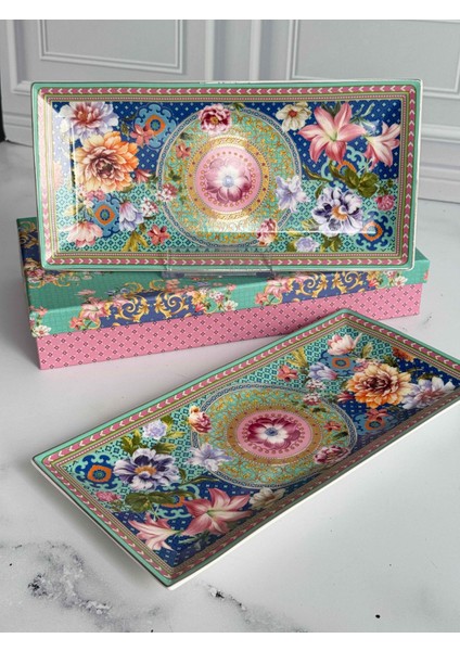 Floral Dikdörtgen Sunum Tabak 2'li Büyük