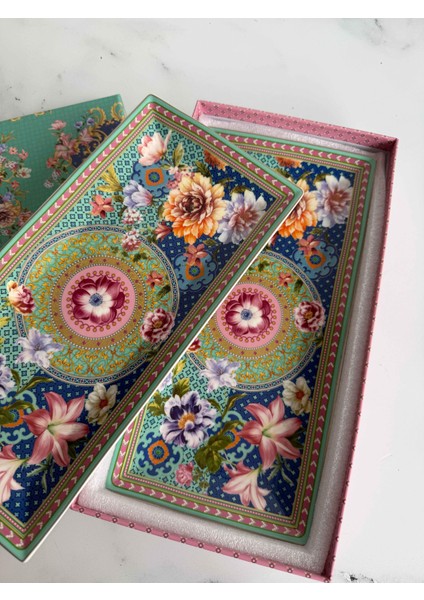 Floral Dikdörtgen Sunum Tabak 2'li Büyük modelleri