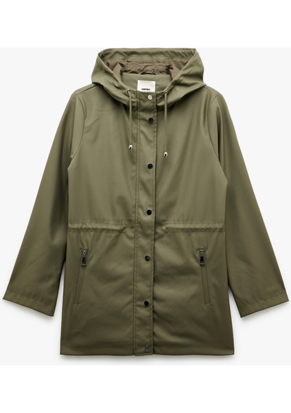 Cepli Beli Bağlamalı Uzun Kollu Fermuarlı Kapüşonlu Yağmurluk fırsatları
