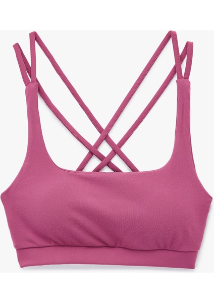 Çapraz Askılı Sırt Detaylı Kaplı Kolsuz Sporcu Sütyeni