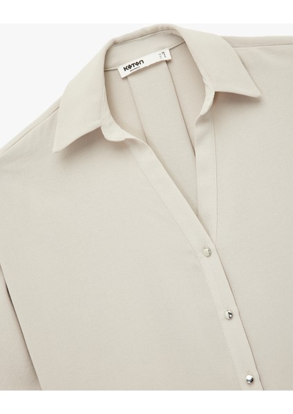 Krep Kumaş 3/4 Kollu Oversize Gömlek modelleri