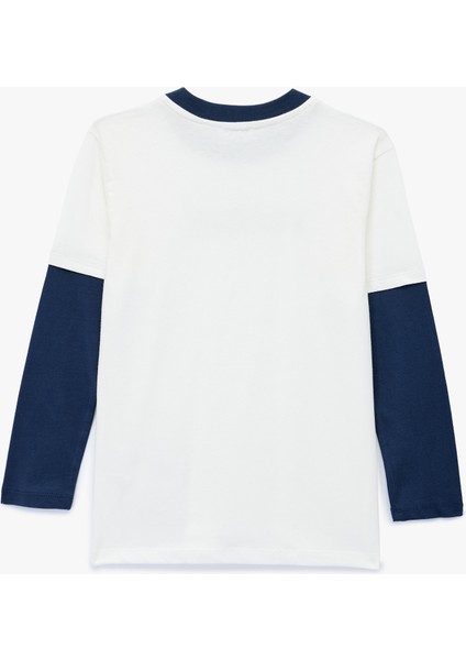 Baskılı Uzun Kollu Bisiklet Yaka Pamuklu Tişört fiyatları