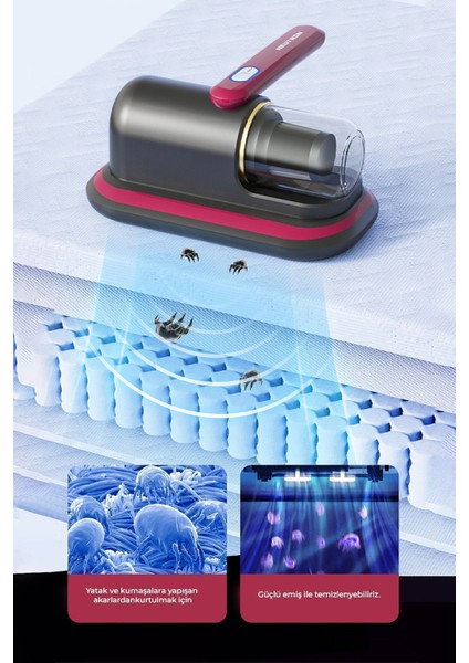 Şarjlı Uv Işınlı Yatak ve Koltuk El Süpürgesi, Gri Renk indirimleri