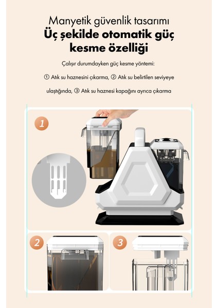 Pratik Halı ve Koltuk Yıkama Makinesi, Islak-Kuru Temizlik, Güçlü ve Hafif