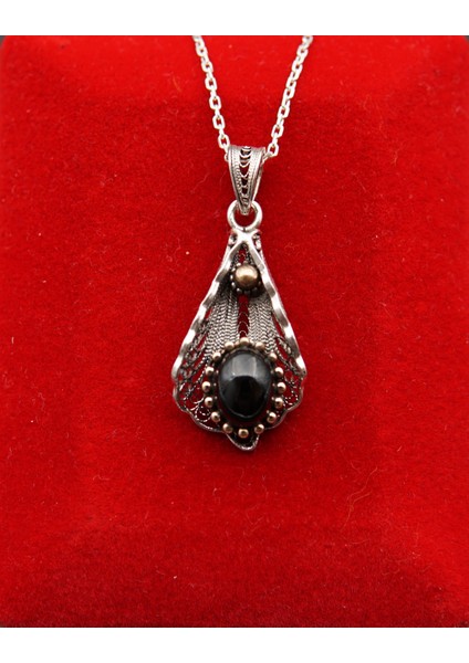 925 Ayar Kadın Oltu Taşı Kadın Kolye SY00076