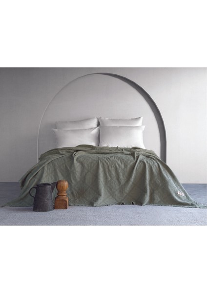 Lucca Fitilli Desen Yatak Örtüsü - Açık Yeşil