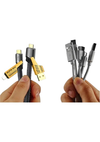 Msa-Shop 65W 4'ü 1 Arada Çoklu Şarj Kablosu – Usb-C, Usb-A, Lightning, Veri ve Şarj Desteği fırsatları