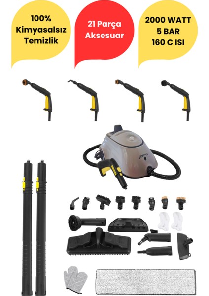 5 Bar Yüksek Basınçlı Buharlı Temizleme Cihazı, Güçlü ve Verimli Temizlik Sağlar