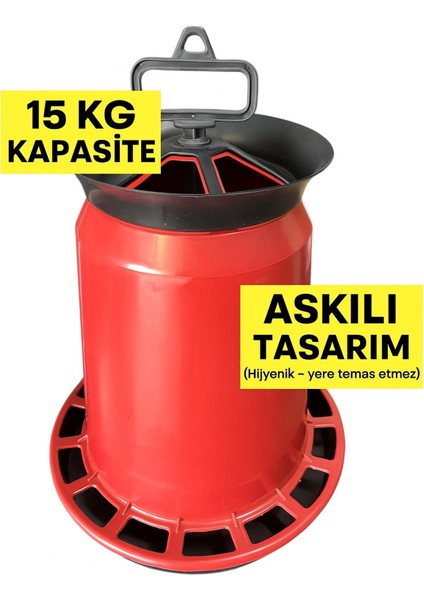 15 kg Askılı Kova Yemlik – Kümes Hayvanları Için Pratik ve Dayanıklı