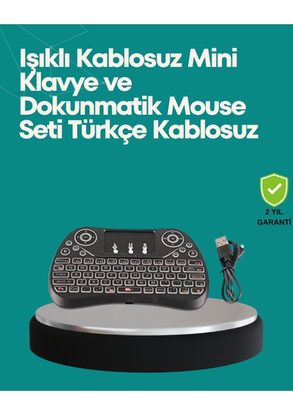 Msa-Shop Işıklı Kablosuz Mini Klavye – 2.4 Ghz, Dokunmatik Mouse Özellikli