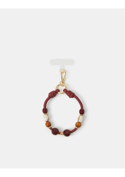 Cord Bead Telefon Charmı Bordo
