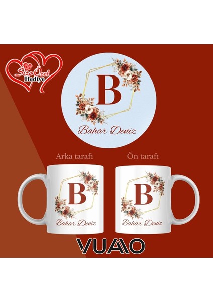 Kişiye Özel Isimli ve Harfli Kupa ve Mouse Pad Seti,kaymaz Taban - Baskılı Mousepad