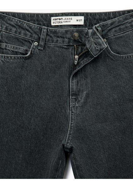 Yüksek Bel Ispanyol Paça Dar Kesim Jean Pantolon - Flare Jeans modelleri