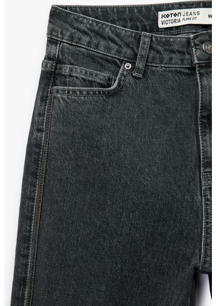 Yüksek Bel Ispanyol Paça Dar Kesim Jean Pantolon - Flare Jeans fırsatları