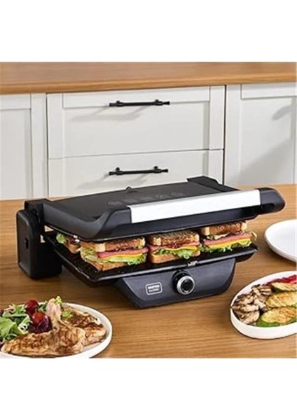 Matte Siyah 6 Dilim Izgara ve Tost Makinesi, Çok Renkli, Pratik ve Şık Tasarım