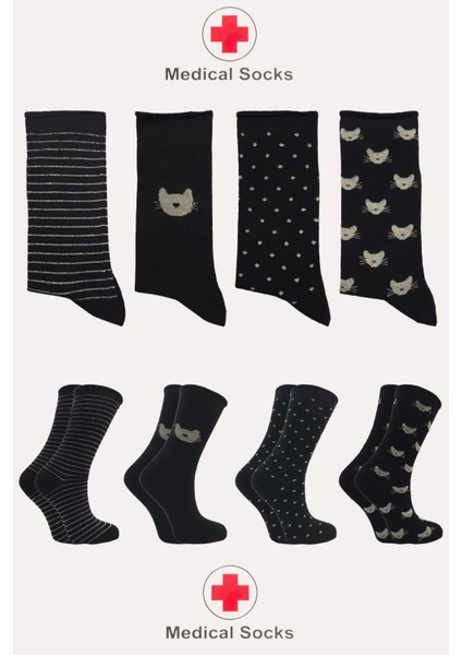 Kadın Çok Renkli Pamuklu Soket Çorap 4'lü Paket fiyatları