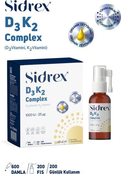 D3K2 Complex Sprey | D3 K2 Vitamini Içeren Takviye Edici Gıda
