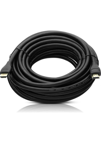 G-507DS Plastik Düz Siyah 10 Metre Gold Poşetli HDMI Kablo