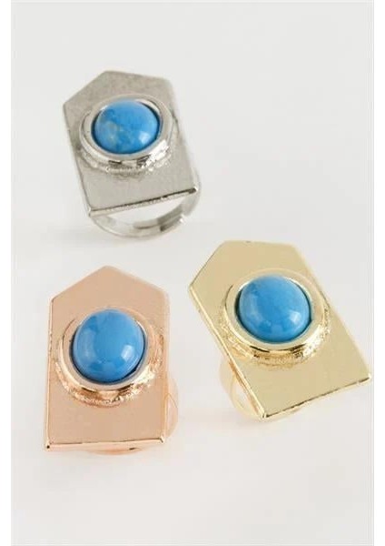 Ds-Derin Üçgen Turkuaz Taşlı Yüzük-Gümüş Rengi fiyatları