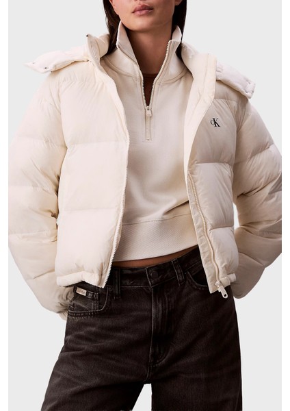 Suya Dayanıklı Boxy Fit Çıkarılabilir Kapüşonlu Şişme Mont LV047D501GVDV Bayan Mont LV047D501G Vdv