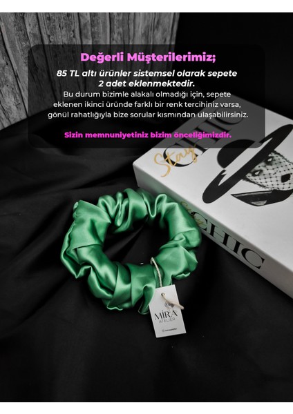 Kadın Saten Toka - Pastel Fıstık – Tekli Lüks Lastik Model Scrunchie