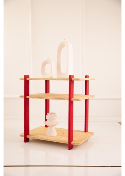 Dikdörtgen Ahşap Komodin, Üç Gözlü, 59X59X40CM, Kayın, Portatif, Dekoratif, Doğal, Geçmeli Sistem fırsatları