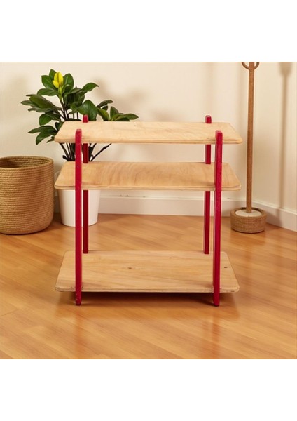 Dikdörtgen Ahşap Komodin, Üç Gözlü, 59X59X40CM, Kayın, Portatif, Dekoratif, Doğal, Geçmeli Sistem indirimleri