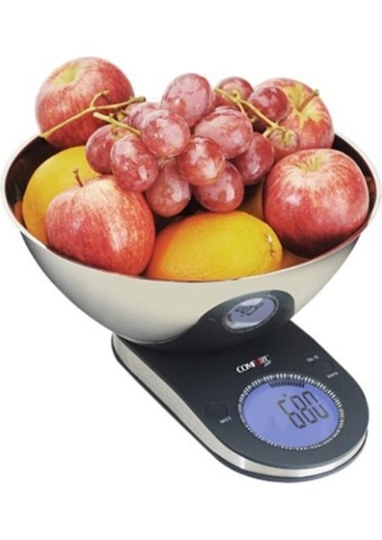 Paslanmaz Çelik Kaseli Dijital Mutfak Tartısı Siyah, Hassas Ölçüm ve Şık Tasarım
