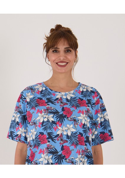 Kısa Kollu Yüzde Yüz Pamuk Midi Boy Elbise